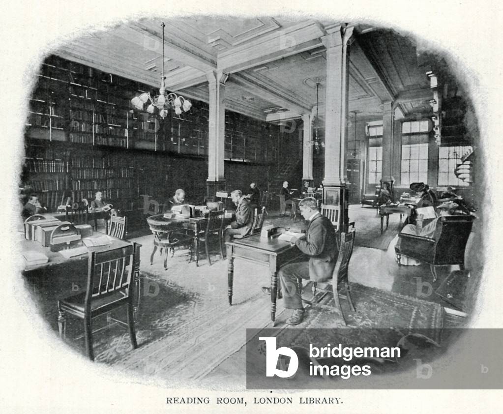 Reading Room, London Library (b/w photo)