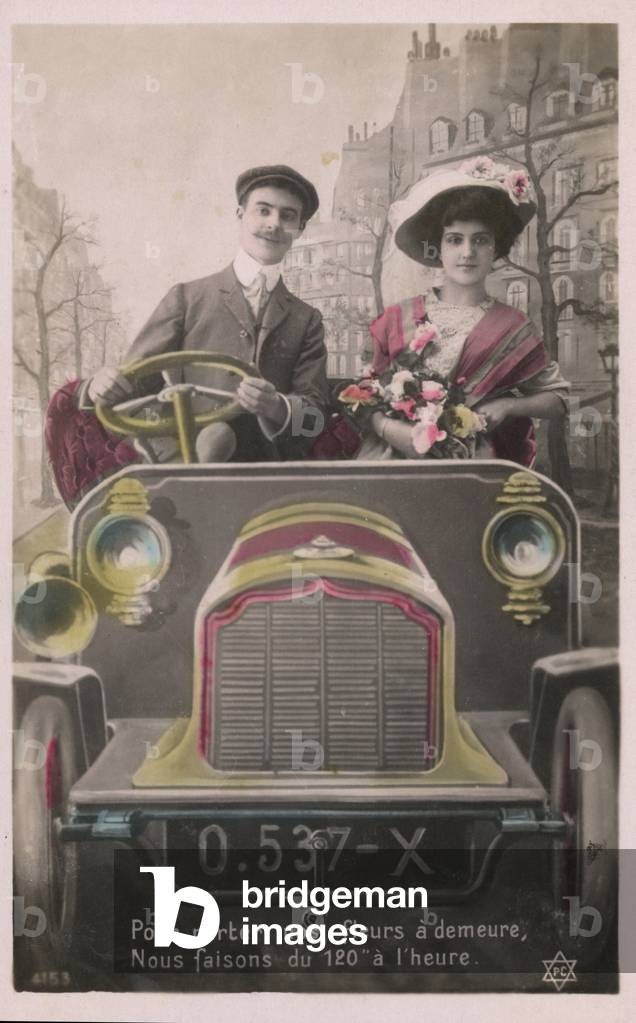 Driving couple (colour photo)
