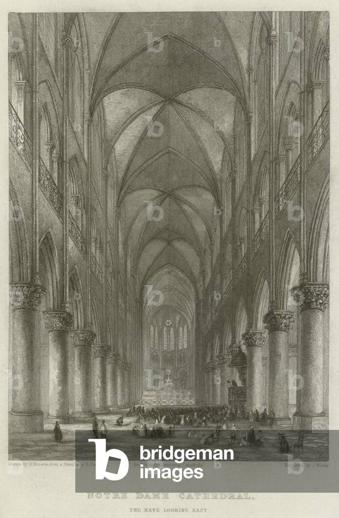 Notre Dame Cathedral, The Nave looking East (engraving)