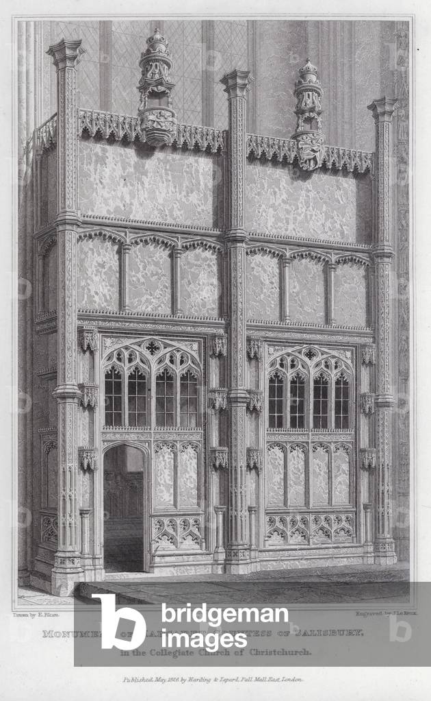 Monument of Margaret Countess of Salisbury, in the Collegiate Church of Christchurch (engraving)