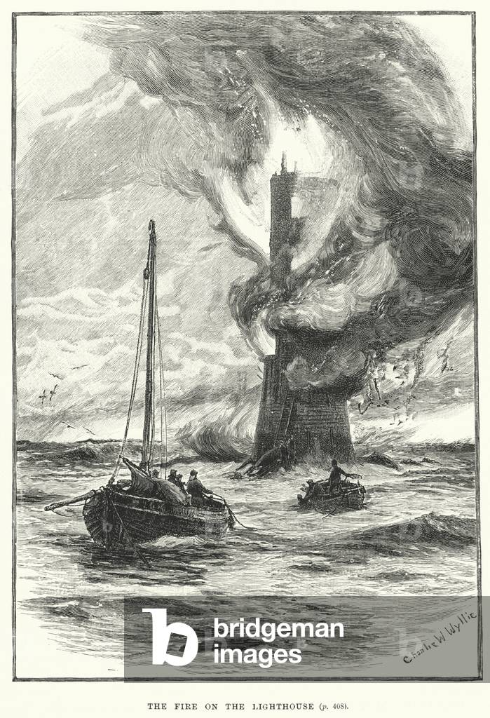 The fire on the lighthouse (engraving)