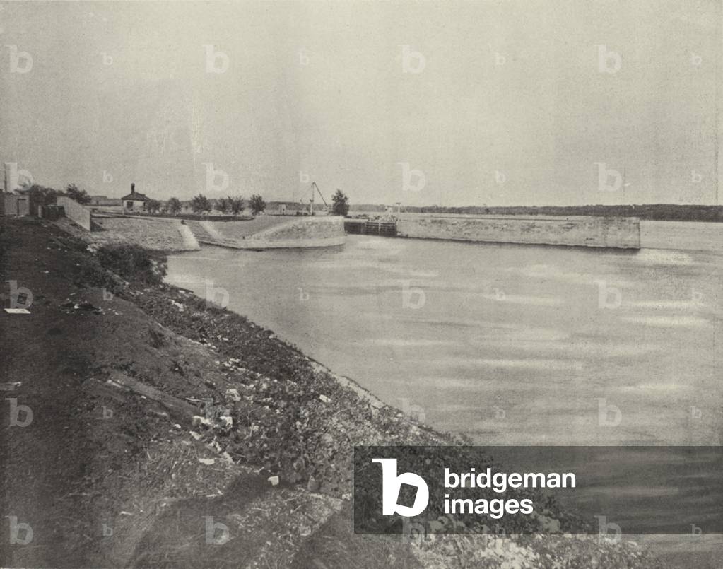 Government Locks near Keokuk, Iowa (b/w photo)