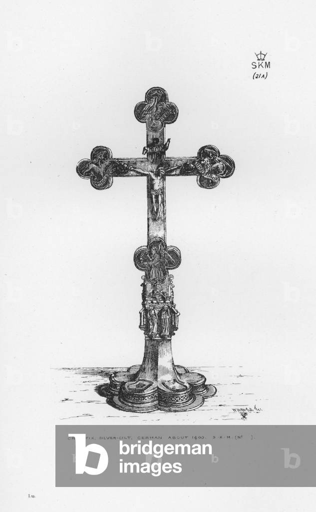 Victoria And Albert Museum: Crucifix, silver-gilt, German about 1400 (engraving)