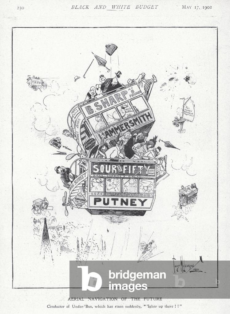 Aerial navigation of the future: flying London buses (litho)
