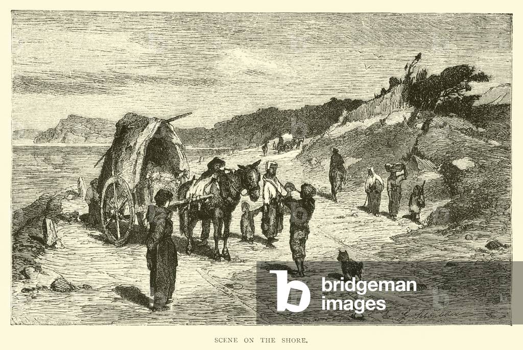 Scene on the shore (engraving)