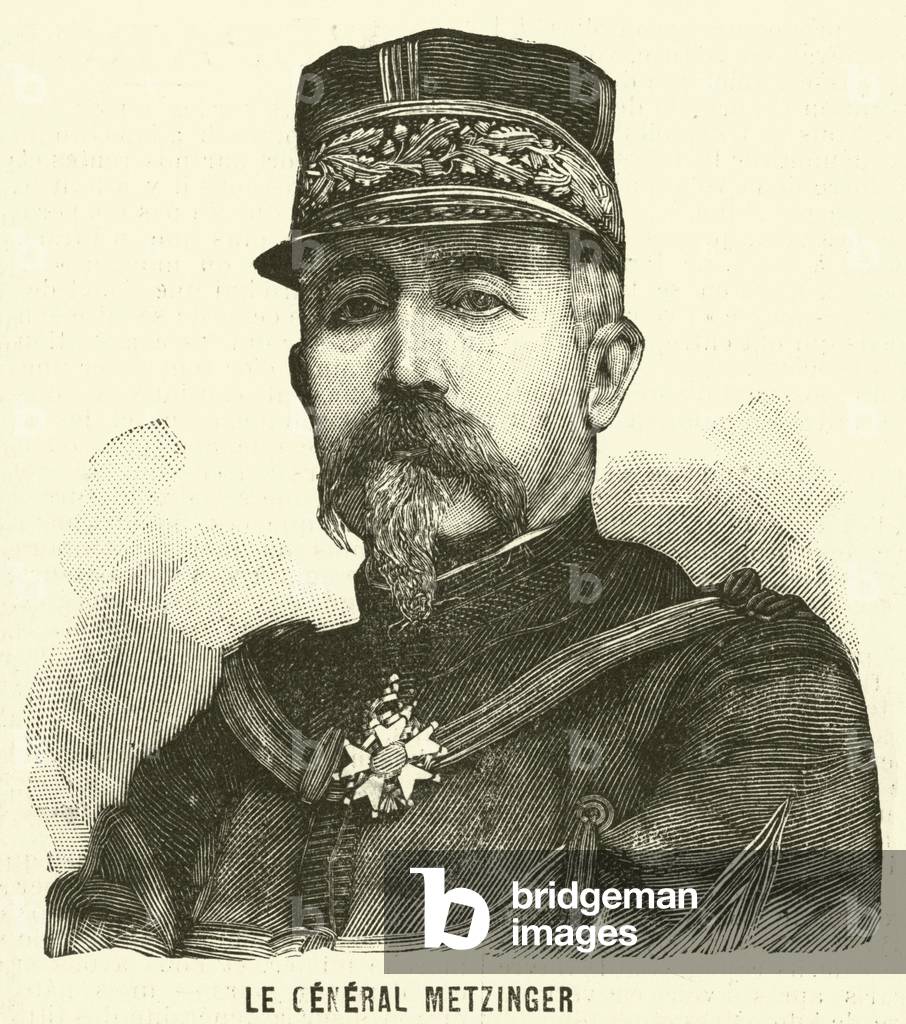 General Leon Frederic Hubert Metzinger, French soldier (engraving)