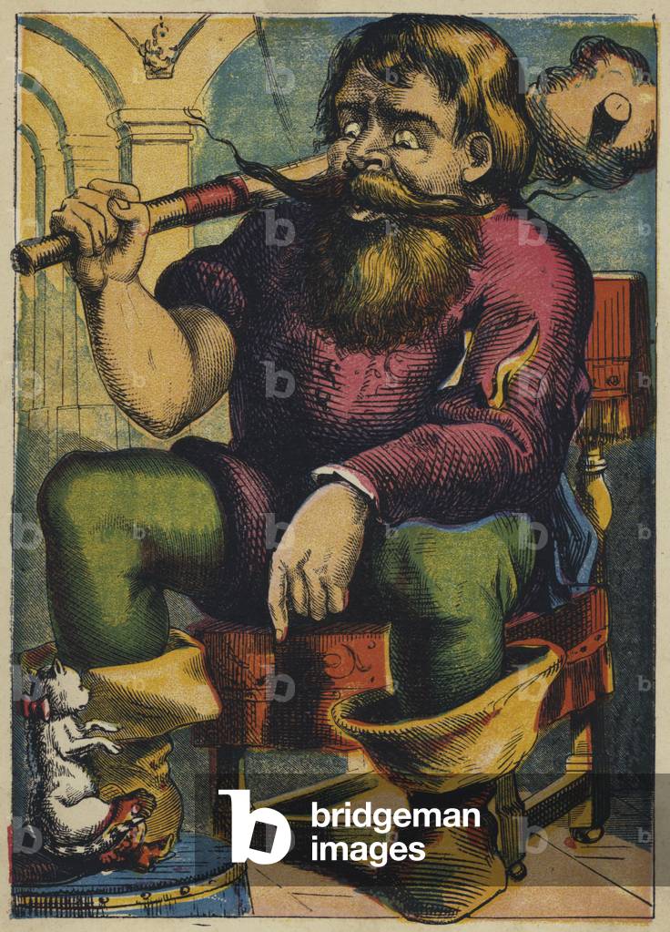 Puss Calls on the Ogre (colour litho)