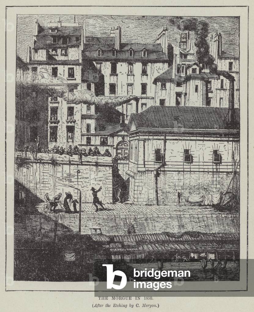 The morgue in 1850 (engraving)