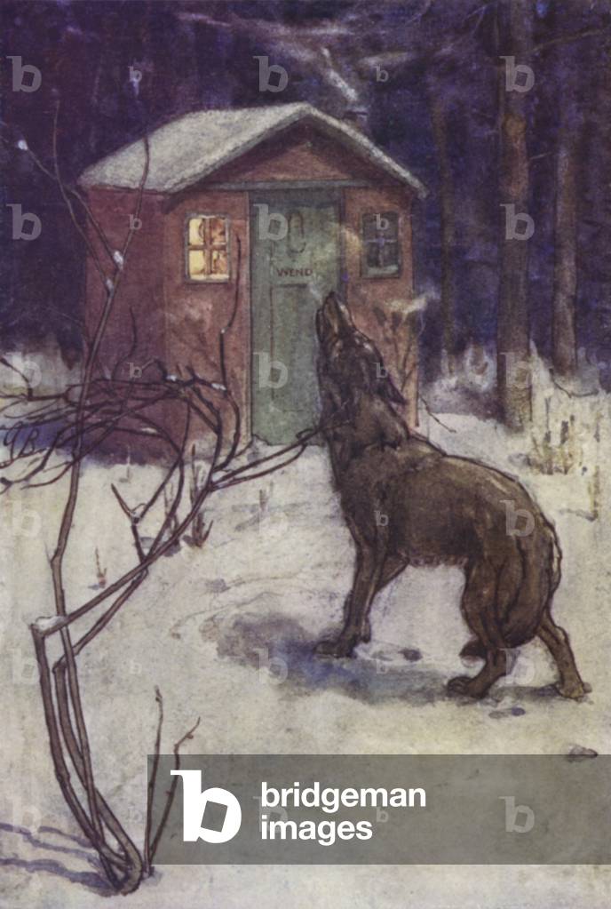 The baying of a Wolf (colour litho)