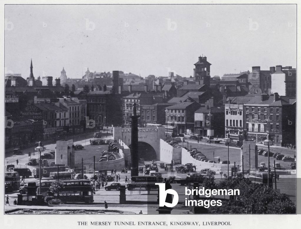 The Mersey Tunnel Entrance, Kingsway, Liverpool (b/w photo)