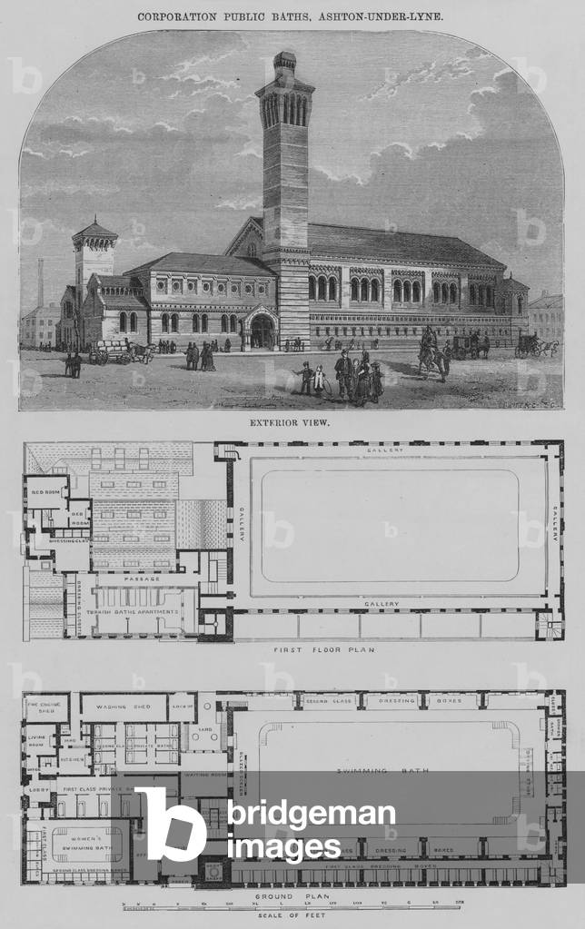Corporation Public Baths, Ashton-under-Lyne (engraving)
