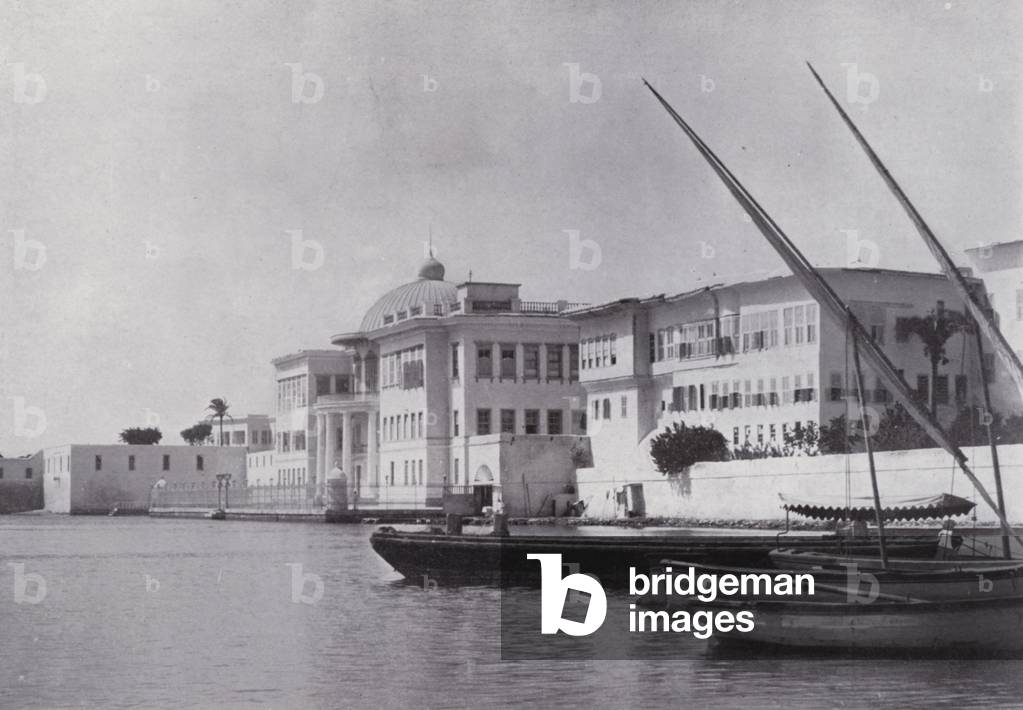 Egypt: The Khedivial Palace of Ras-El-Tin, at Alexandria (b/w photo)