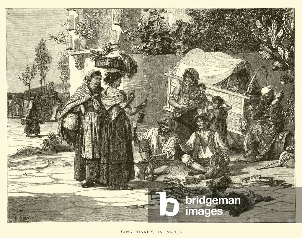 Gipsy Tinkers in Naples (engraving)