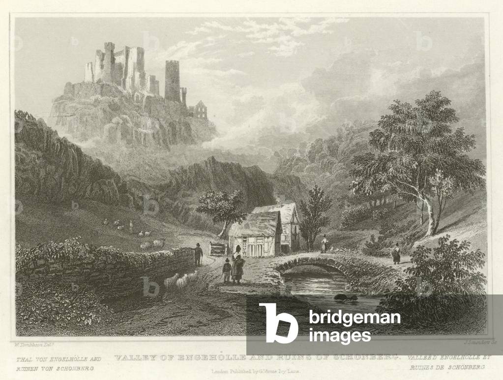 Valley of Engeholle and ruins of Schonberg (engraving)