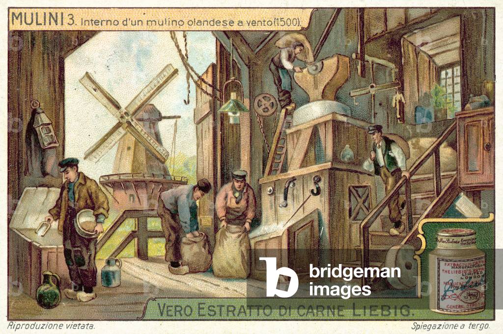 Interior of a Dutch windmill, 1500 (chromolitho)