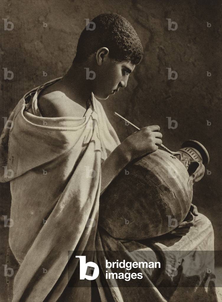 Tunis, Potter's apprentice (b/w photo)