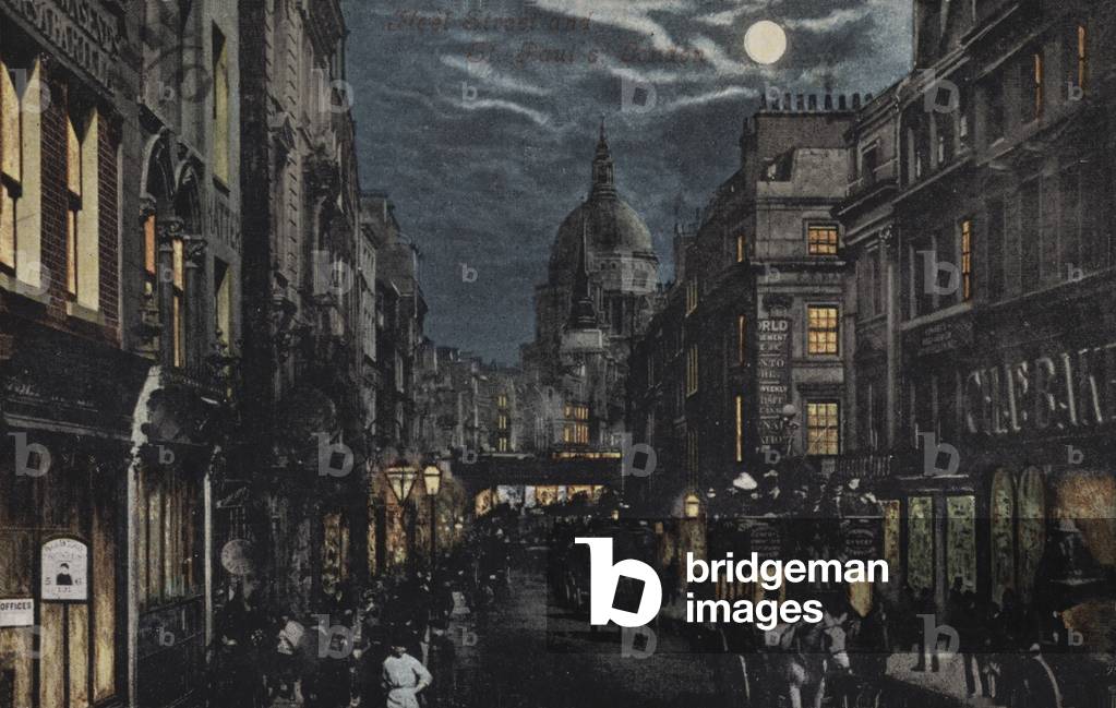 Fleet Street and St Paul's, London (colour litho)