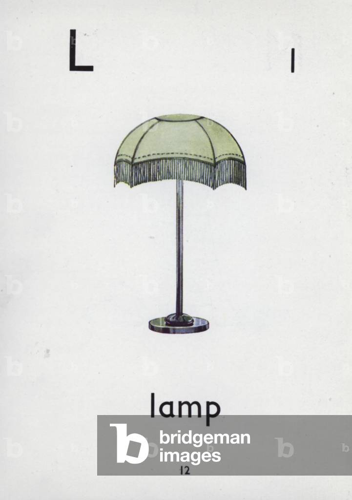 Letter L, lamp (colour litho)