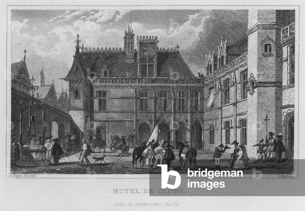 Paris, Hotel De Cluni, dans le quinzieme siecle (engraving)