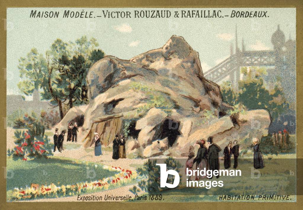 Primitive dwellings, Exposition Universelle, Paris, 1889 (chromolitho)