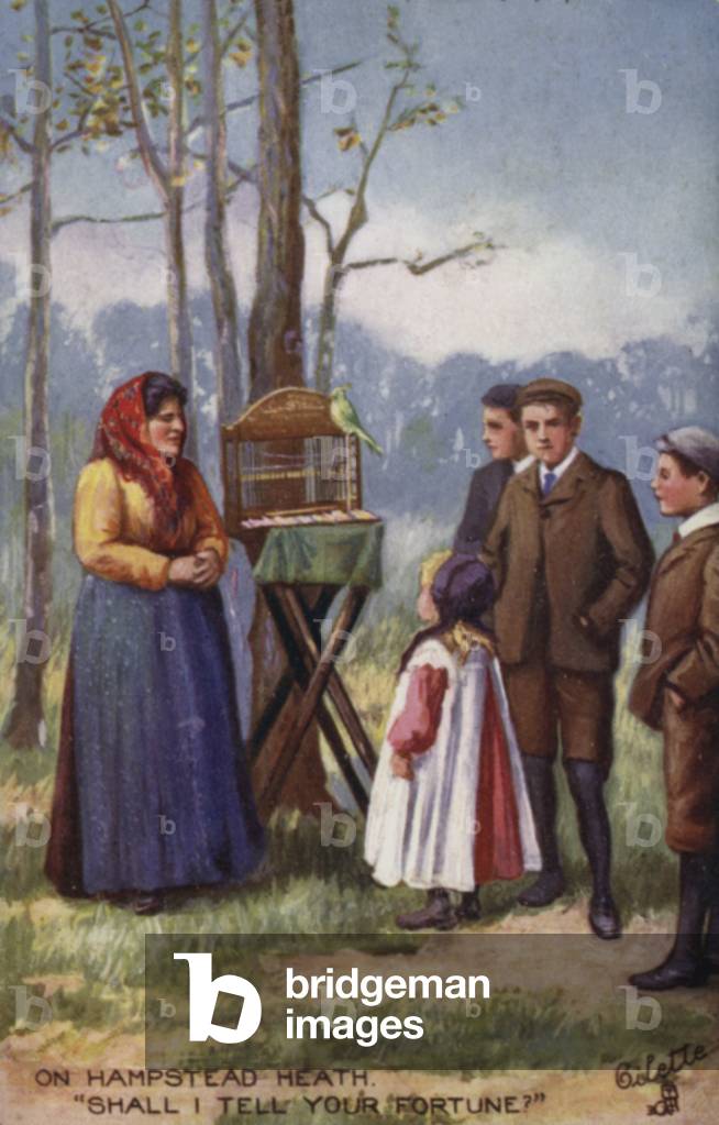 Fortune Teller on Hampstead Heath (colour litho)