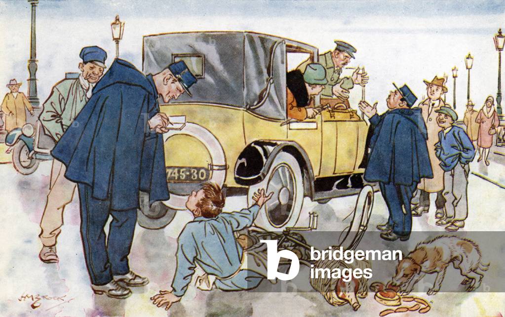 L'accident (the accident) (colour litho)