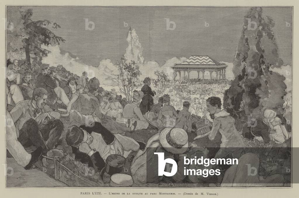 Paris L'Ete, L'heure de la musique au parc Montsouris (engraving)