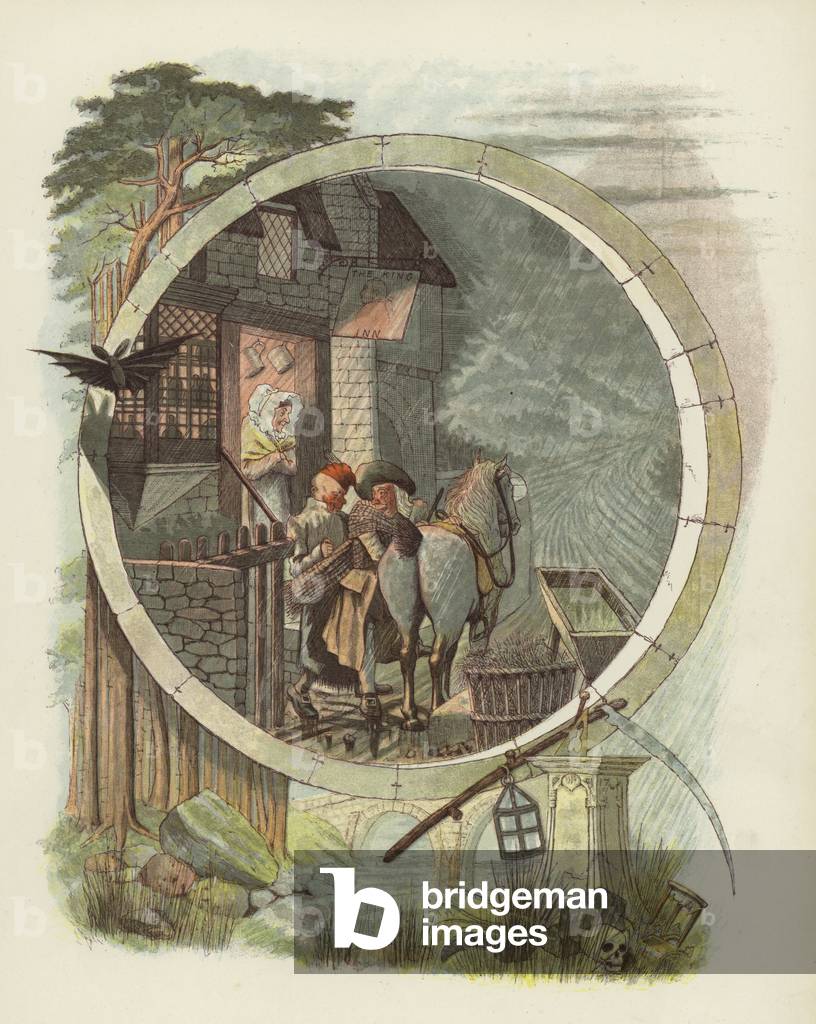 Illustration for Tam O'Shanter by Robert Burns (colour litho)
