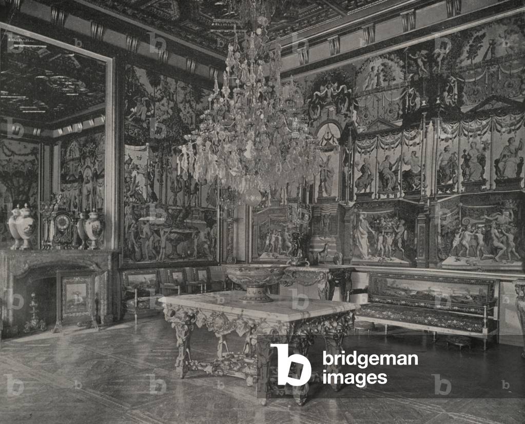 Palace of Fontainebleau, Reception Salon (b/w photo)