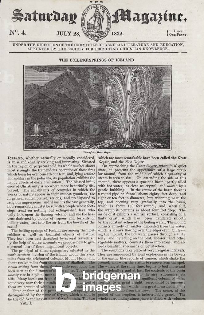 The Boiling Springs of Iceland, View of the Great Geyser (engraving)