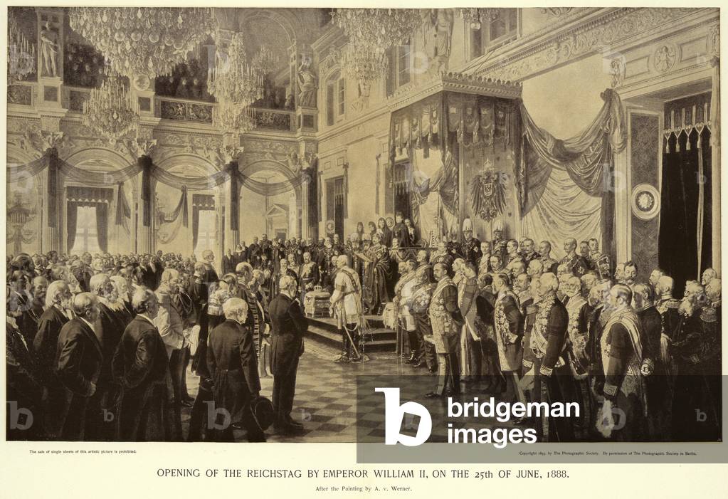 Opening of the Reichstag by Emperor William II (litho)