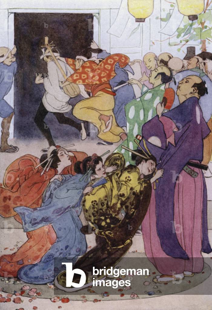 Illustration for The Story of The Mikado (colour litho)