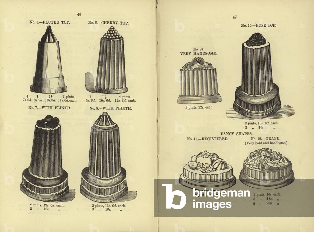 Ornamental pillar moulds for creating iced puddings (litho)