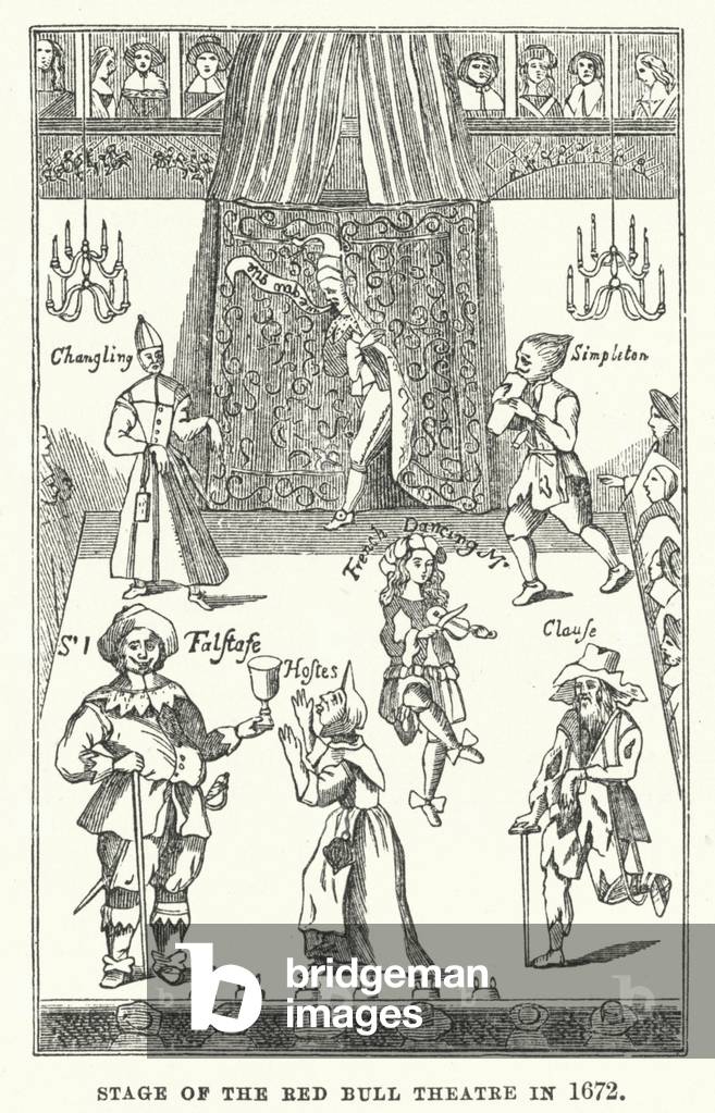 Stage of the Red Bull Theatre in 1672 (engraving)