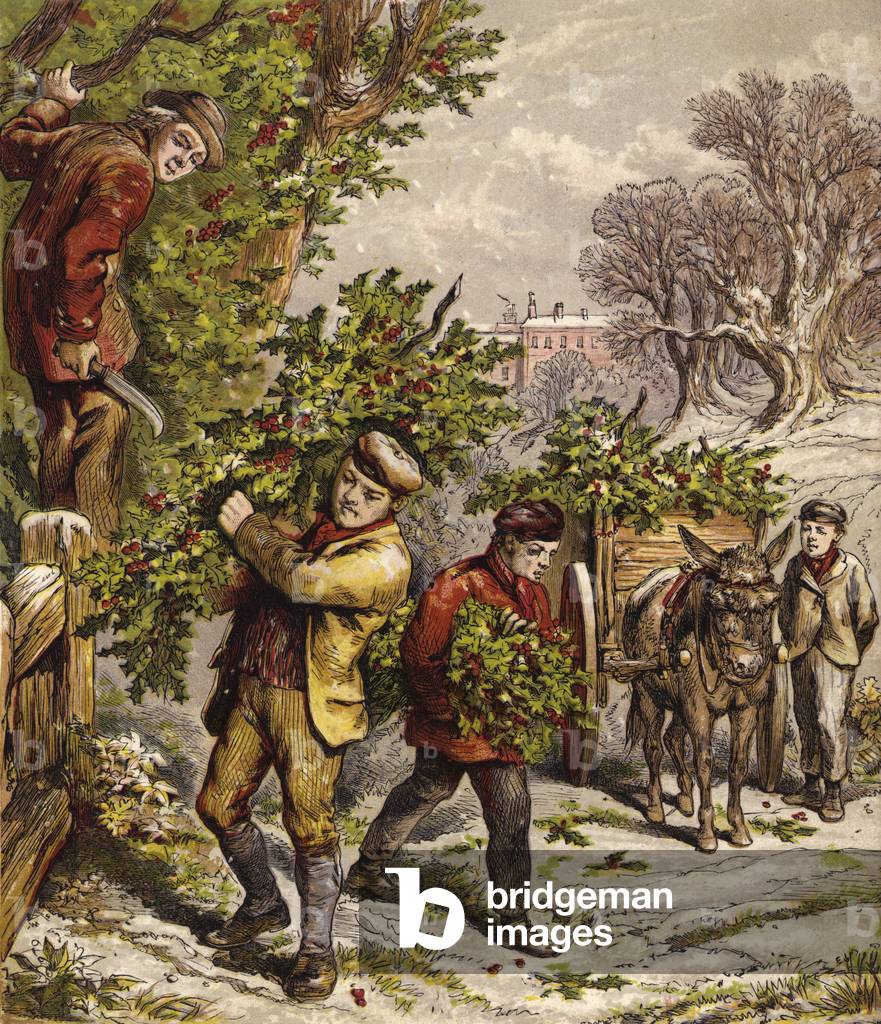 Collecting holly (chromolitho)