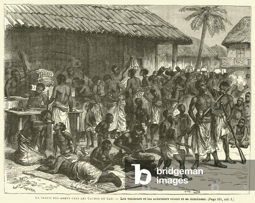 Le Trafic Des Armes Chez Les Cafres Du Cap (engraving)