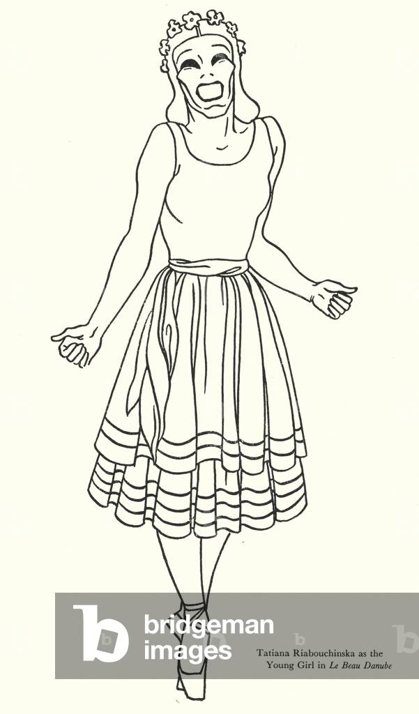 Tatiana Riabouchinska as the Young Girl in Le Beau Danube (litho)