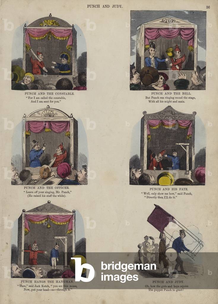 Punch and Judy Show (coloured engraving)