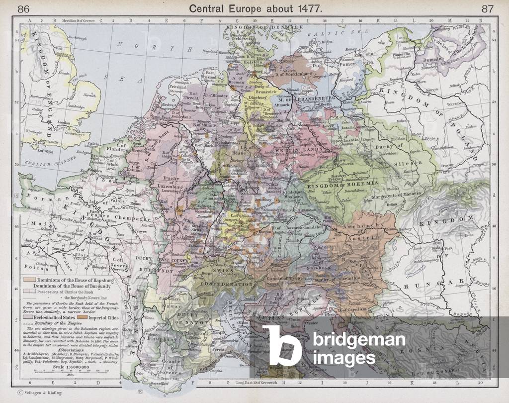 Central Europe about 1477 (colour litho)