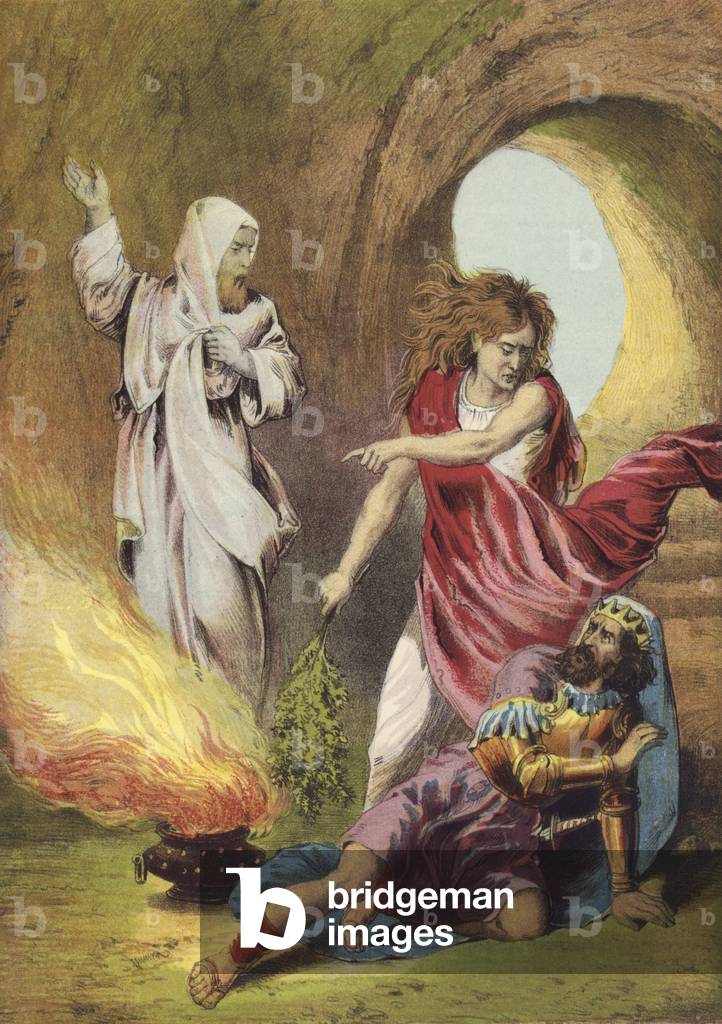 Saul and the Witch Of Endor (colour litho)