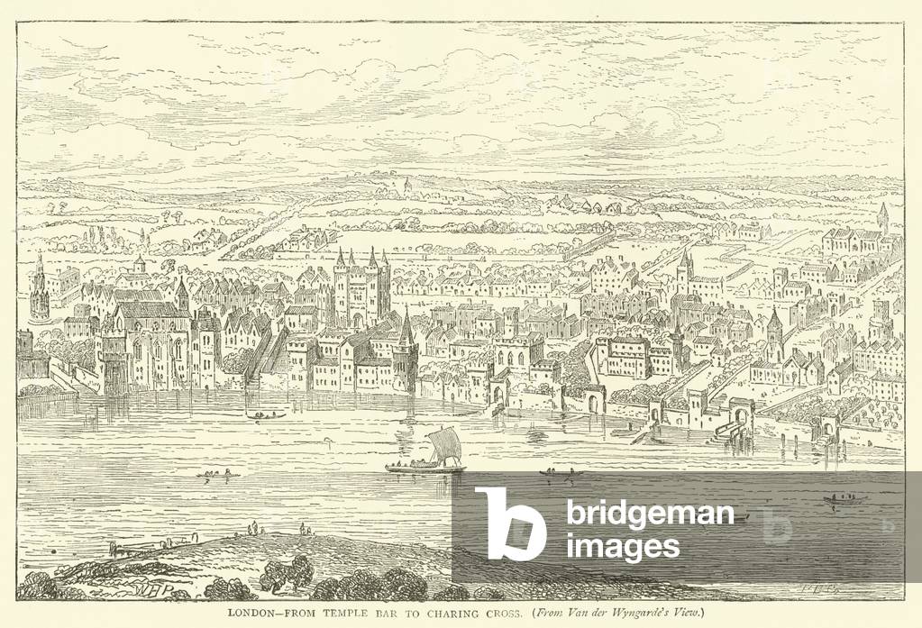 London, from Temple Bar to Charing Cross, from Van der Wyngarde's view (engraving)