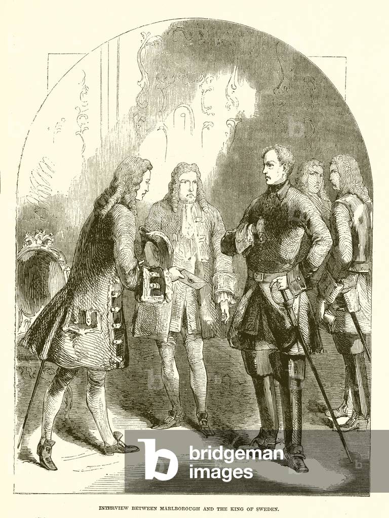 Interview between Marlborough and the King of Sweden (engraving)