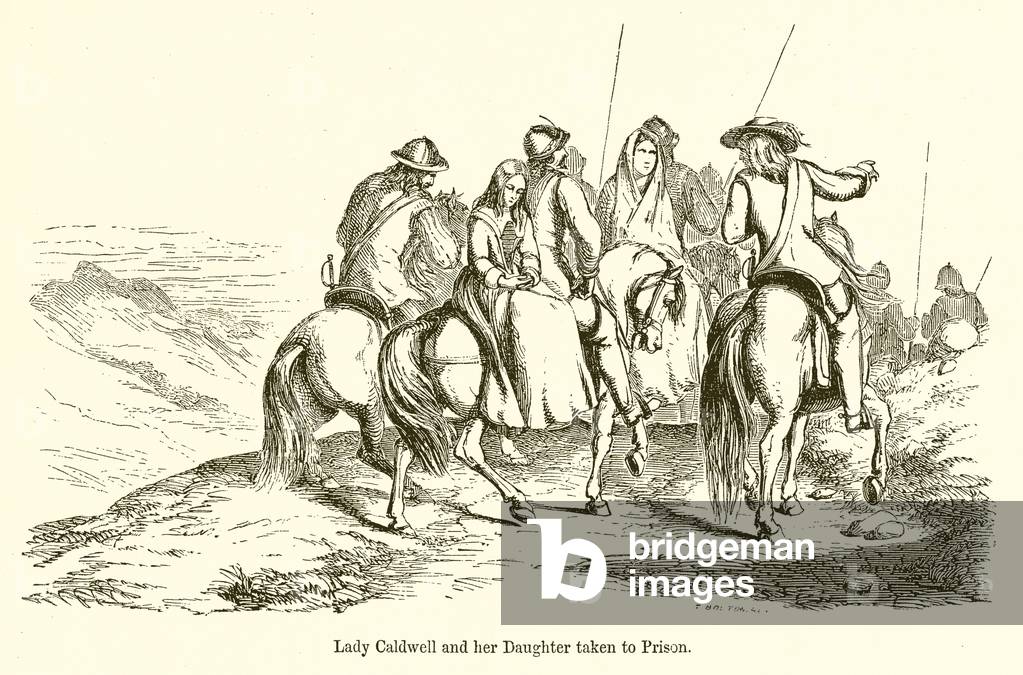 Lady Caldwell and her Daughter taken to Prison (engraving)