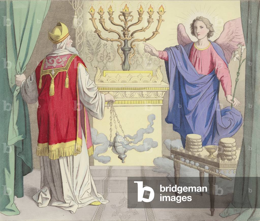 The Vision of Zacharias (coloured engraving)