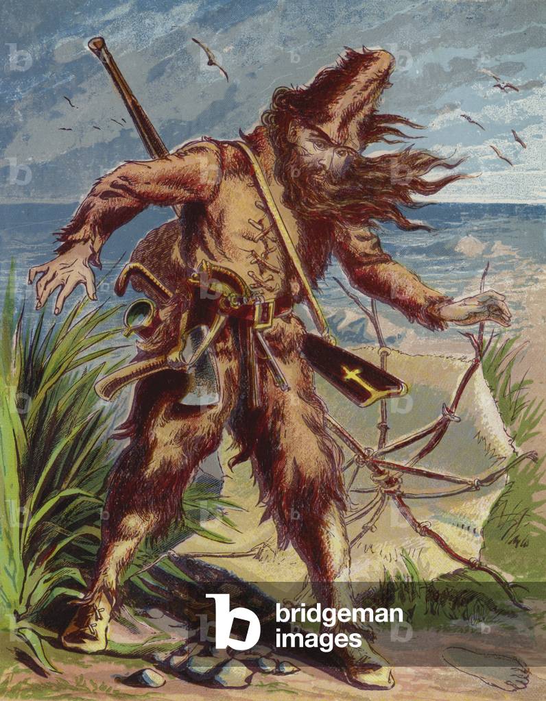 Illustration for Robinson Crusoe (colour litho)