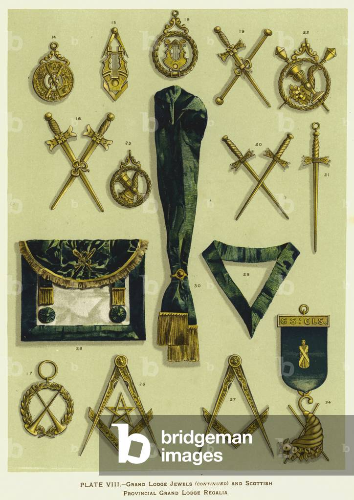 Grand Lodge Jewels and Scottish Provincial Grand Lodge Regalia (colour litho)