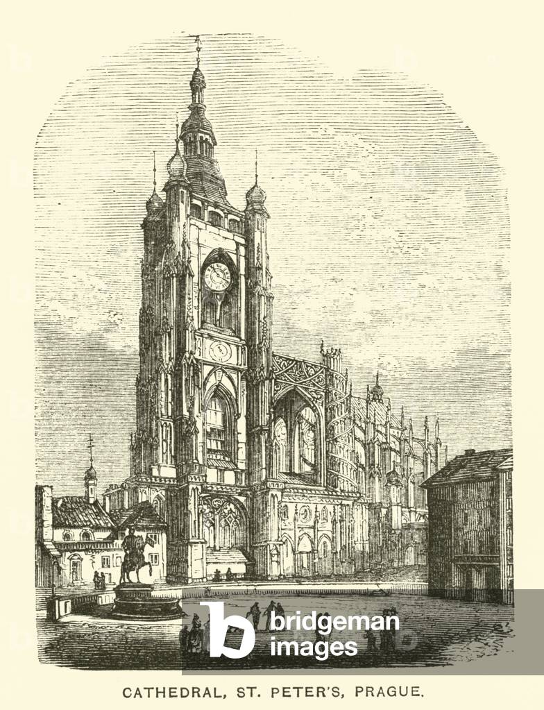 Cathedral, St. Peter's, Prague (engraving)