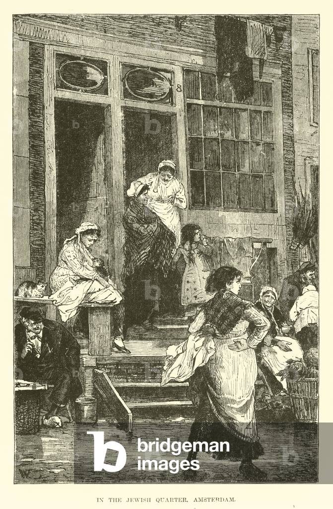 In the Jewish quarter, Amsterdam (engraving)