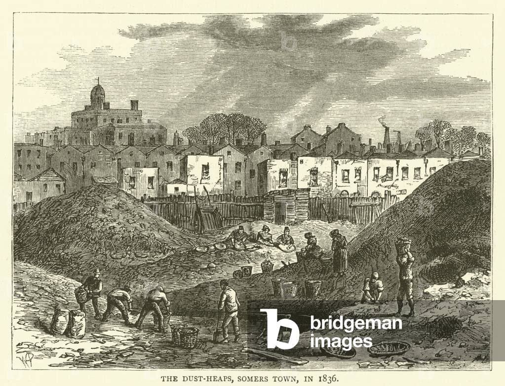 The Dust-Heaps, Somers Town, in 1836 (engraving)