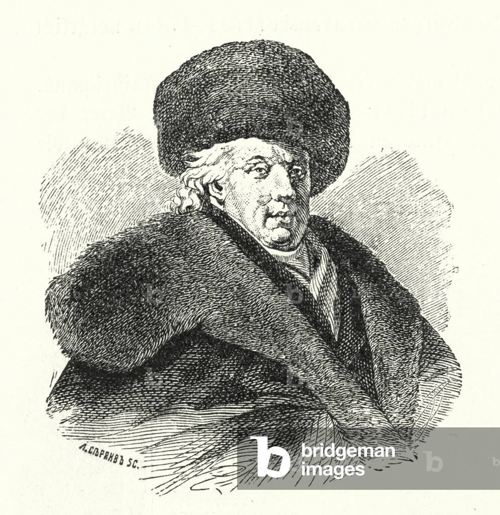 Gavrila Dershavin, Russian poet (engraving)